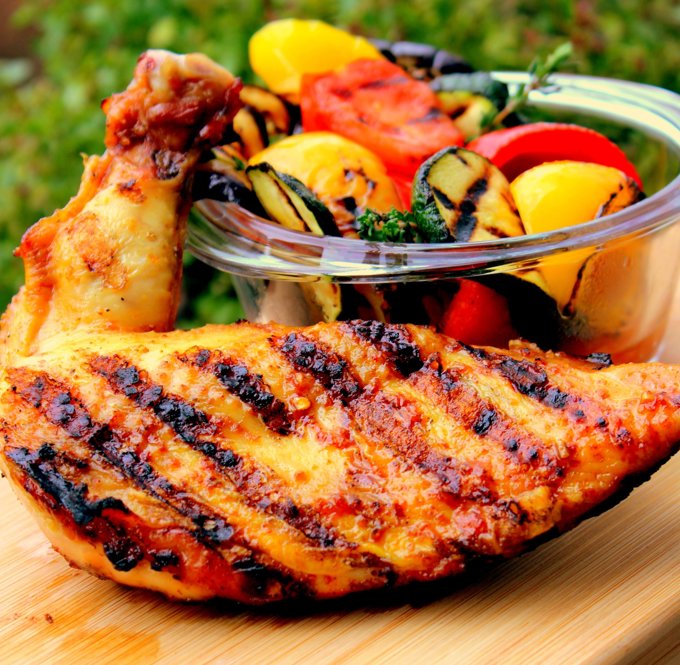 Maispoulardenschenkel mit Grillgemüse Maispoulardenschenkel mit Grillgemüse